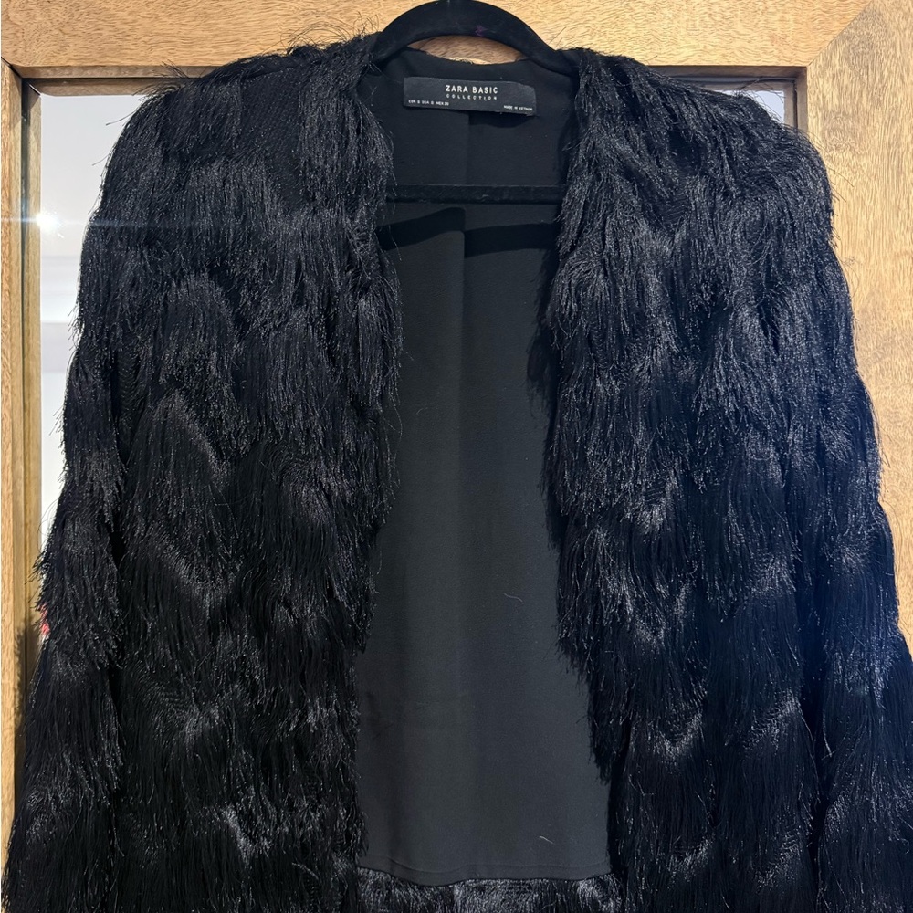 Zara Basic Black Textured Jacket - Picture 3 of 5